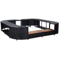 Vidaxl – Cadre de spa carré noir 268x268x55 cm – Résine tressée résistante à l'eau – Acier enduit de poudre – Marches en bois d'acacia massif