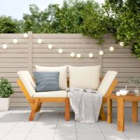 Vidaxl – Banc de jardin 2 en 1 en bois d'acacia massif – Dimensions 200 x 70 cm – Coussins épais en polyester – Résistant aux intempéries