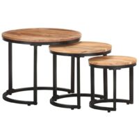Tables d'appoint 3 pcs Bois d'acacia solide vidaXL