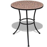 Vidaxl – Table balcon mosaïque terracotta 60 cm – Cadre en fer enduit de poudre – Facile à nettoyer – Pour espaces extérieurs