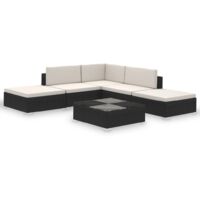 Vidaxl – Salon de jardin 6 pcs résine tressée noire – Coussins épais 6 cm – Résistant aux intempéries et UV – Conception modulaire