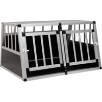Vidaxl – Caisse de transport pour chien 89x69x50 cm – Aluminium et MDF – 2 portes – Raccords d'angle en plastique – Légère et facile à transporter