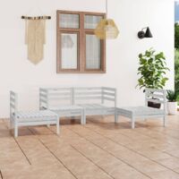 vidaXL 4 Piece Garden Lounge Set White Solid Pinewood (806583+806588)