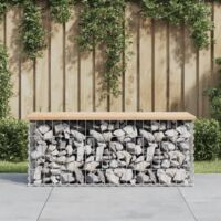 Vidaxl – Banc de jardin en bois massif de pin 103x44x42 cm – Base en gabion acier galvanisé – Design compact pour espaces extérieurs