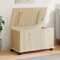 Vidaxl – Coffre de rangement à roulettes 73x39,5x43 cm – Bois de pin massif non traité – Capacité 70 L – Charnières pour ouverture facile