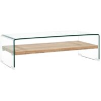 Vidaxl – Table basse fixe en verre trempé 98x45x31 cm – Style minimaliste – Étagère intégrée pour rangement – Durable et résistant