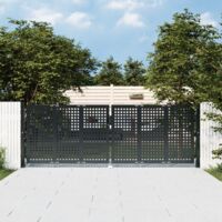 Vidaxl – Portail de jardin anthracite 300x150 cm en acier – Design verrouillable avec serrure – Largeur réglable 304-309 cm – Tôle perforée