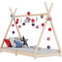 Vidaxl – Lit cabane en bois de pin massif 80x160 cm – Design tipi avec rideaux – Coin lecture ou maison de jeu – Montage facile