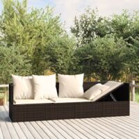 Vidaxl – Canapé de jardin 2 places en résine tressée – Cadre en acier – Coussin épais pour confort – Design ajustable pour position assise ou couchée