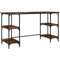 vidaXL Bureau chêne fumé 140x50x75 cm métal et bois d'ingénierie