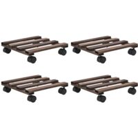 Vidaxl – Support roulant à plantes en bois de cèdre 4 pcs 25 x 25 cm – Roulettes pivotantes 360° – Capacité 3 kg – Compact et durable
