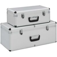 Vidaxl – Boîtes de rangement 2 pcs aluminium argenté – Dimensions 62,5 x 28 x 27 cm – Coins arrondis renforcés – Verrouillables avec 2 clés