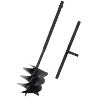 Vidaxl – Tarière manuelle 250 mm – Acier noir – Longueur totale 1 m – Pour sols durs et terrains accidentés – Confort de prise en main