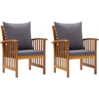 Vidaxl – Ensemble de 2 chaises de jardin en acacia massif avec coussins – Charge maximale 110 kg – Finition huilée pour durabilité