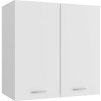 Vidaxl – Armoire suspendue Lyon blanche 60x31x60 cm – Bois d'ingénierie – 2 étagères – Installation murale facile – Capacité 60 kg
