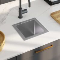 Vidaxl – Évier de cuisine 2 bacs en acier inoxydable fait main – Finition brossée – Insonorisé avec coussins – Vidange rapide design canal en X