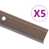 Nez de marche Forme en L 5 pcs Aluminium 100 cm Marron