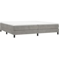 Sommier à lattes de lit et matelas Gris clair 200x200cm Velours vidaXL