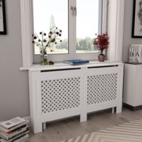 Vidaxl – Cache radiateur blanc en MDF opaque 152x19x81 cm – Finition mate – Design moderne à lattes pour décoration intérieure