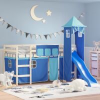 Vidaxl – Rideaux pour lit mezzanine avec tour bleu 100% polyester – Dimensions rideaux 100x75cm, 60x75cm, 34x75cm – Tour 44,5x43x190,5cm