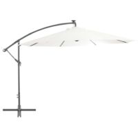 vidaXL Cantilever Garden Parasol with LED Lights and Metal Pole 350 cm Sand