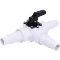 Vidaxl – Vanne à boule à 3 voies pour piscine – Plastique blanc et noir – Filetage femelle 1 1/2" – 3 connecteurs 32/38mm inclus