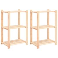 vidaXL Étagères de rangement à 3 niveaux 2 pcs 60x38x90 cm Pin 150 kg