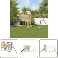 The Living Store Aire de jeux d'extérieur bois de pin massif - Ensemble De Jeux Extérieur - Jeux De Plein Air - Jardin Enfant - Toboggan Bois - Balançoire Bois