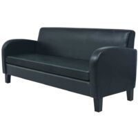 Canapé de style rétro avec 3 accoudoirs arrondis en noir en noir