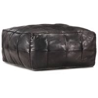 Vidaxl – Pouf en cuir véritable de chèvre noir 60x60x30 cm – Confort optimal pour intérieur – Style moderne et tendance