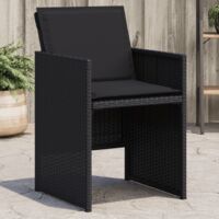 vidaXL Chaises de jardin lot de 4 avec coussins noir résine tressée