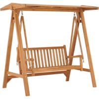 Vidaxl – Balancelle de jardin en bois de teck massif 174 cm – Résistante aux intempéries – Toit réglable pour ombre – Charge maximale 250 kg