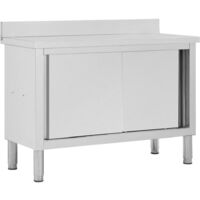 Vidaxl – Table extensible en inox 120x50x(95-97)cm – 2 portes coulissantes – Conception hygiénique et facile à nettoyer – Espace de rangement pratique