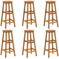 Vidaxl – Lot de 6 tabourets de bar en bois d'acacia massif – Résistants aux intempéries – Hauteur 76 cm – Capacité 110 kg par siège – Finition à l'huile