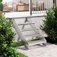 Vidaxl – Escalier en caillebotis 60x24x7 cm acier galvanisé – Antidérapant pour environnements humides – Résistant à la corrosion et aux intempéries