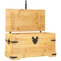 Vidaxl – Coffre de rangement en bois de pin – Style Corona – Dimensions 91x49,5x47 cm – Détails en métal noir – Pour salon ou chambre