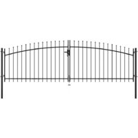 Vidaxl – Portail double en fer et acier 400 x 174,5 cm – Pointes de lance – Charnière à boulon pour verrouillage rapide – Résistant à la corrosion