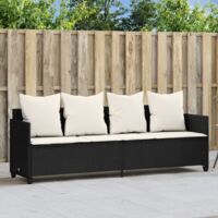 vidaXL Chaise longue avec coussins noir résine tressée