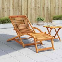 Vidaxl – Chaise longue pliable en bois d'acacia – Repose-pied ergonomique – Résistante aux intempéries – Dimensions 150 x 70 x 69 cm