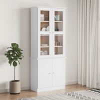 Vidaxl – Vitrine en verre blanc 77x35x186,5 cm – Bois de pin massif – Portes vitrées pour objets décoratifs – Charme rustique