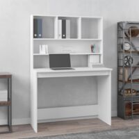 Vidaxl – Bureau droit avec étagères blanc 102x45x148 cm – Bois d'ingénierie – Grand espace de rangement – Design compact pour petits espaces