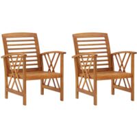 Vidaxl – Chaises de jardin en bois d'acacia massif – Lot de 2 – Design ergonomique – Dimensions 59x67x83 cm – Hauteur d'assise 34 cm