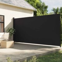 Vidaxl – Auvent latéral rétractable noir 220x500 cm – Tissu polyester 100% avec revêtement PU – Cadre acier et aluminium – Protection UV et vent