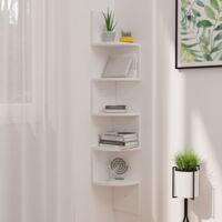 vidaXL Étagère d'angle murale Blanc 19x19x123 cm Bois d'ingénierie