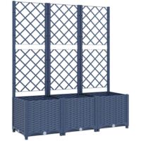 Jardinière avec treillis bleu gris 120x40x136 cm PP vidaXL