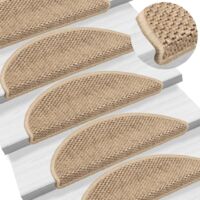Vidaxl – Tapis d'escalier autocollants 15 pcs 56x17 cm – Aspect sisal – Antidérapants et insonorisants – Lavables et faciles à poser