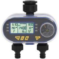 Vidaxl – Programmateur arrosage numérique automatique double sortie – 2 électrovannes – Pression 0,5-8 Bar – Affichage LCD – Retard de pluie