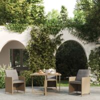 vidaXL Garden Table Beige 109x107x74 cm Poly Rattan and Glass