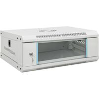 Vidaxl – Coffret de communication mural 4U 19' – Acier laminé à froid – Dimensions 53x40x21 cm – Degré de protection IP20 – Porte en verre trempé verrouillable