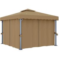 vidaXL Tonnelle avec rideau 3x3 m Taupe Aluminium